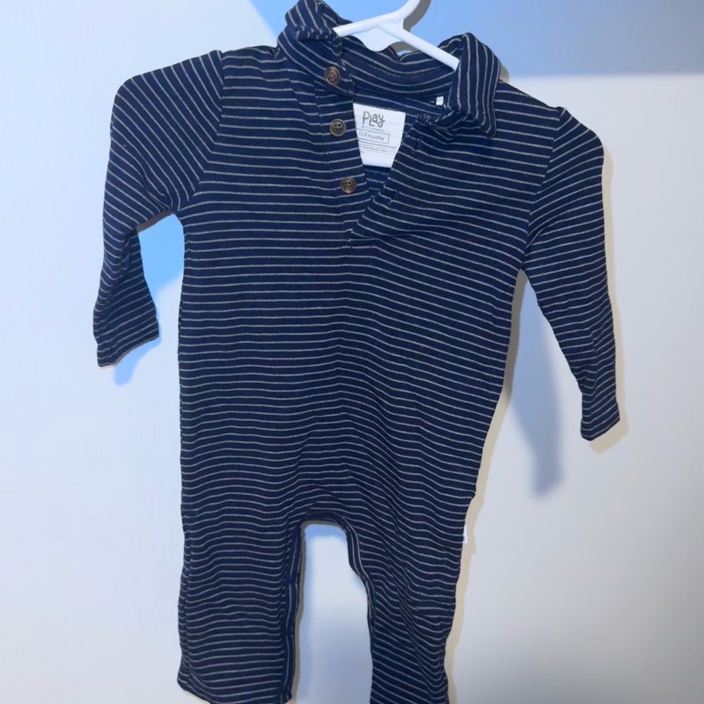 Little Sleepies Navy Striped One Piece